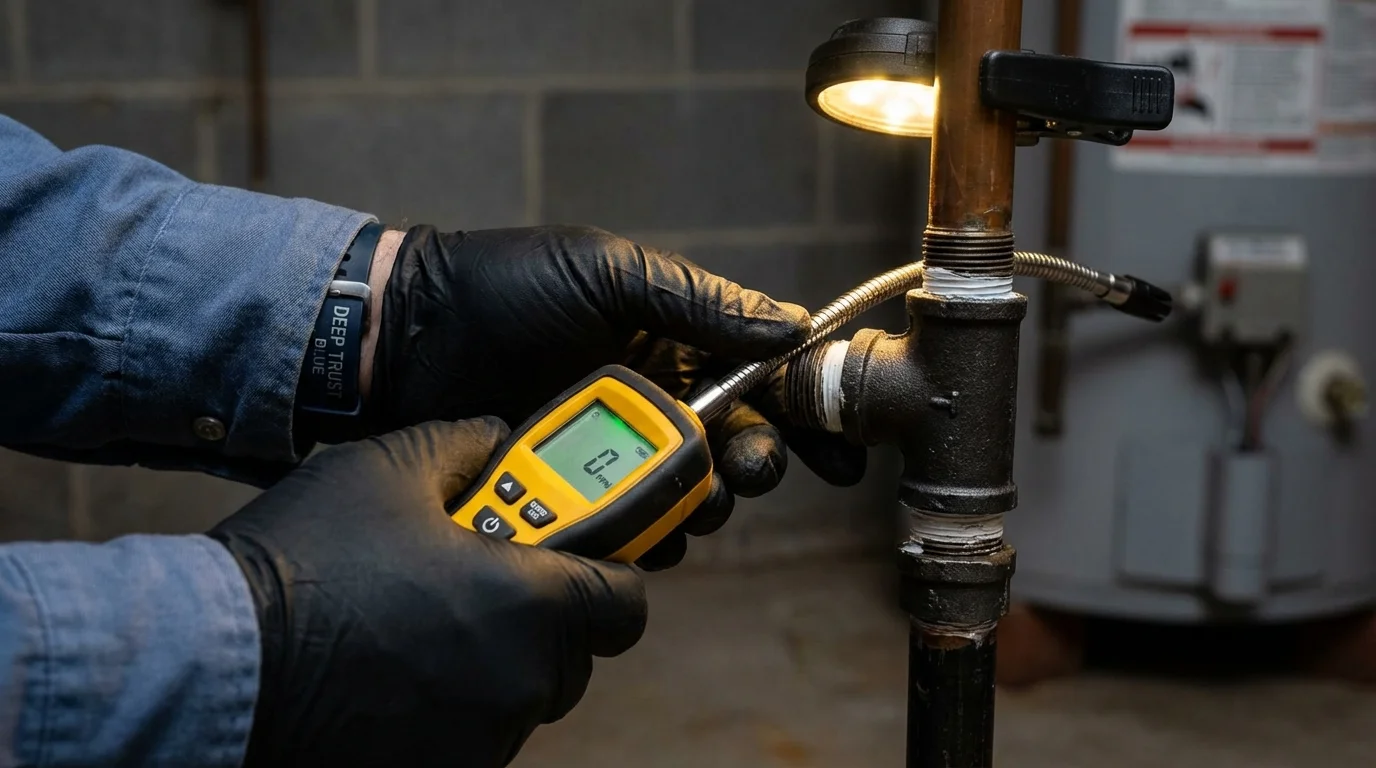 Gas leak detection with electronic sniffer by Johns Plumbing LLC in Camillus